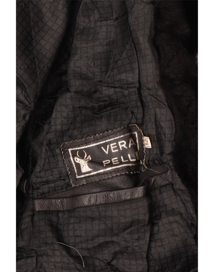 Giacca in pelle vintage da uomo IT 52 XL in pelle nera