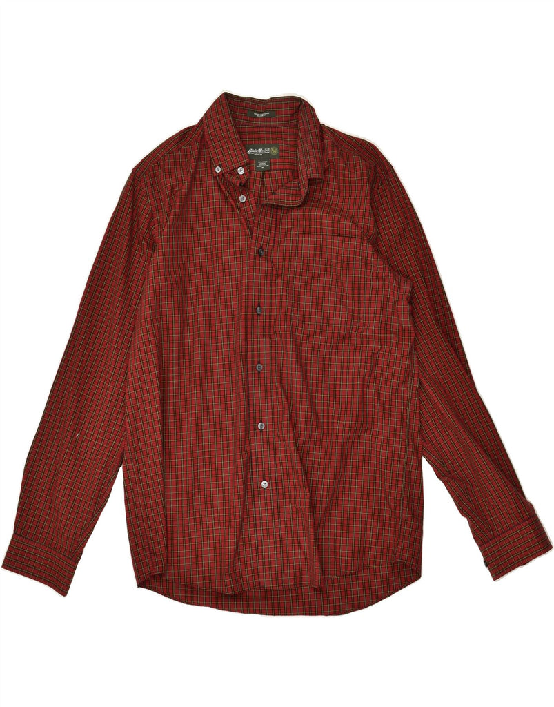 EDDIE BAUER Mens Wrinkle Resistant Relaxed Fit Shirt Medium Maroon Check | Vintage Eddie Bauer | Thrift | Second-Hand Eddie Bauer | Used Clothing | Messina Hembry 