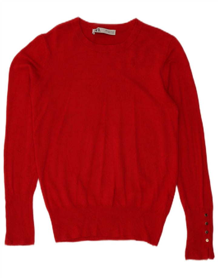 Maglione Zara da donna con scollo a barca UK 12 Viscosa rossa media