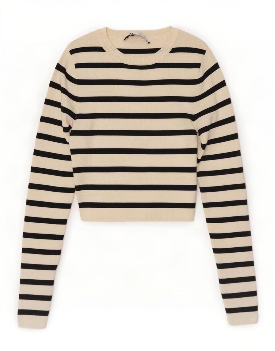 Top corto da donna Zara in camicetta UK 8 piccolo in viscosa a righe bianco sporco
