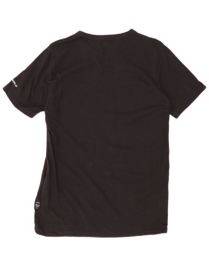 REPLAY T-shirt grafica da uomo Top in cotone nero medio