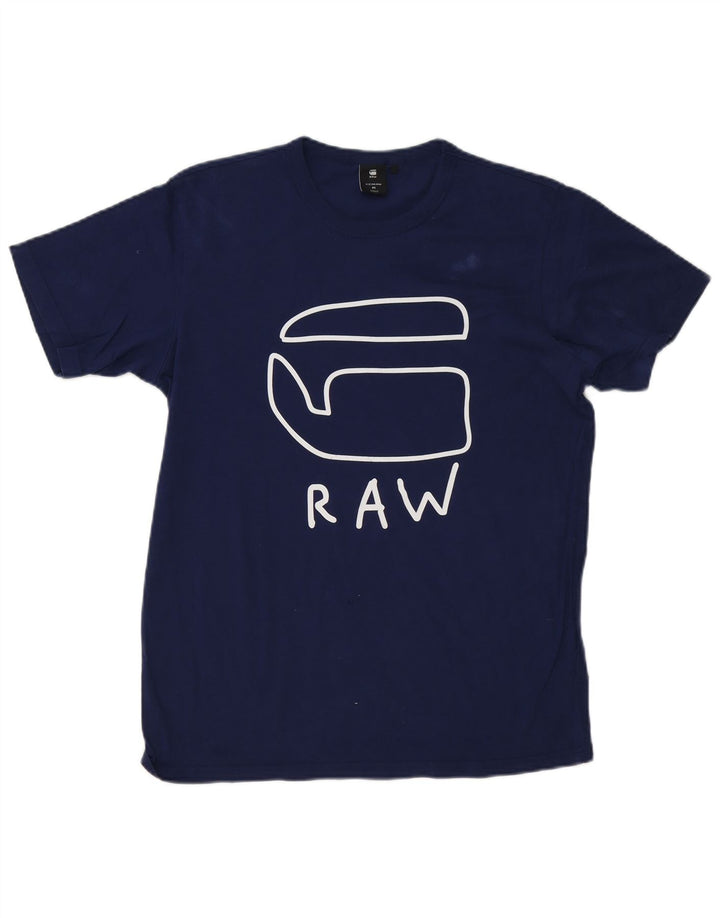T-shirt grafica da uomo G-Star Top in cotone blu navy medio