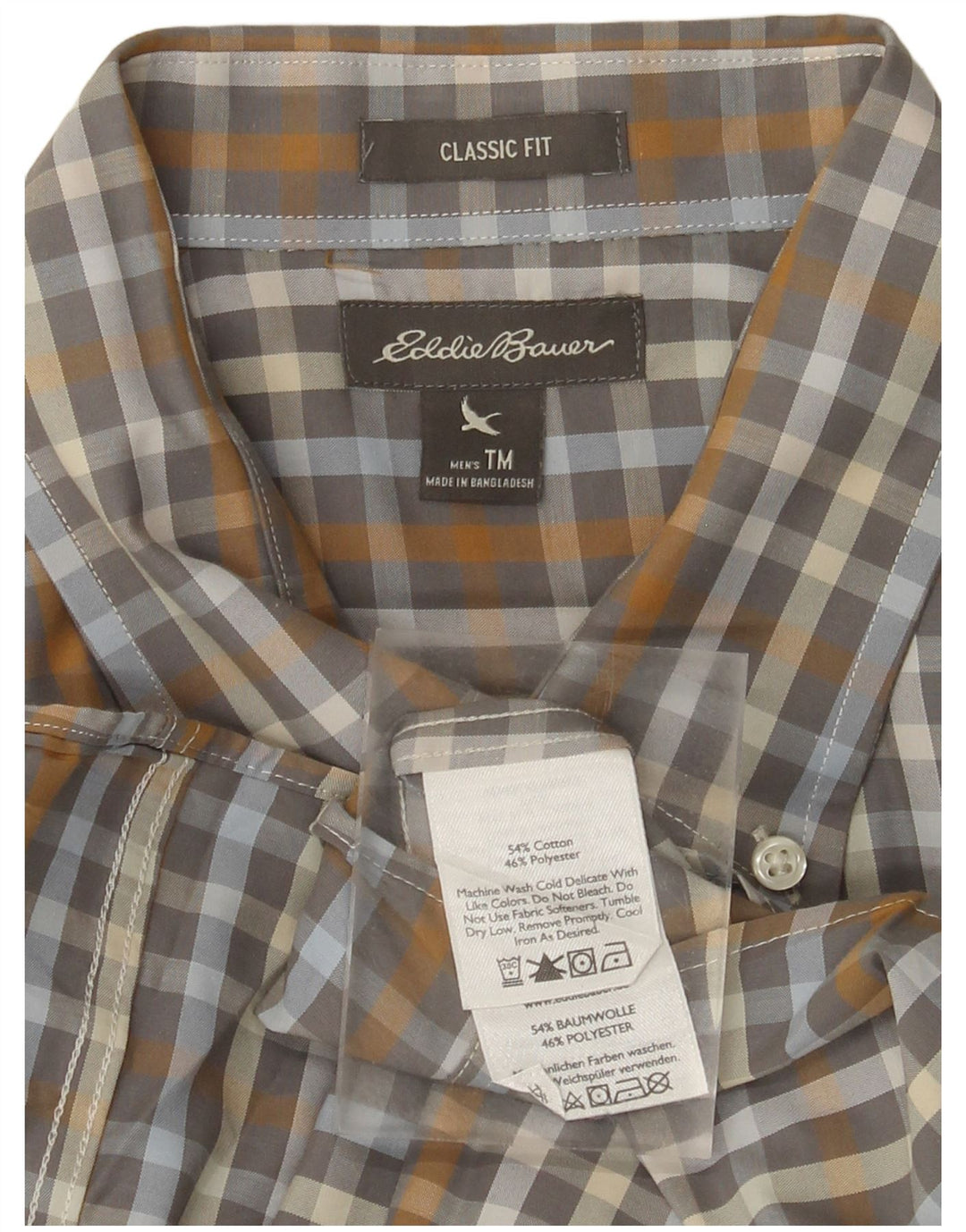 EDDIE BAUER Camicia da uomo dalla vestibilità classica in cotone a quadri grigio medio