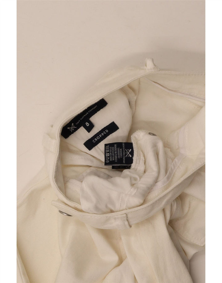 CREW CLOTHING Jeans corti da donna a vita bassa UK 8 Small W26 L23 Bianco