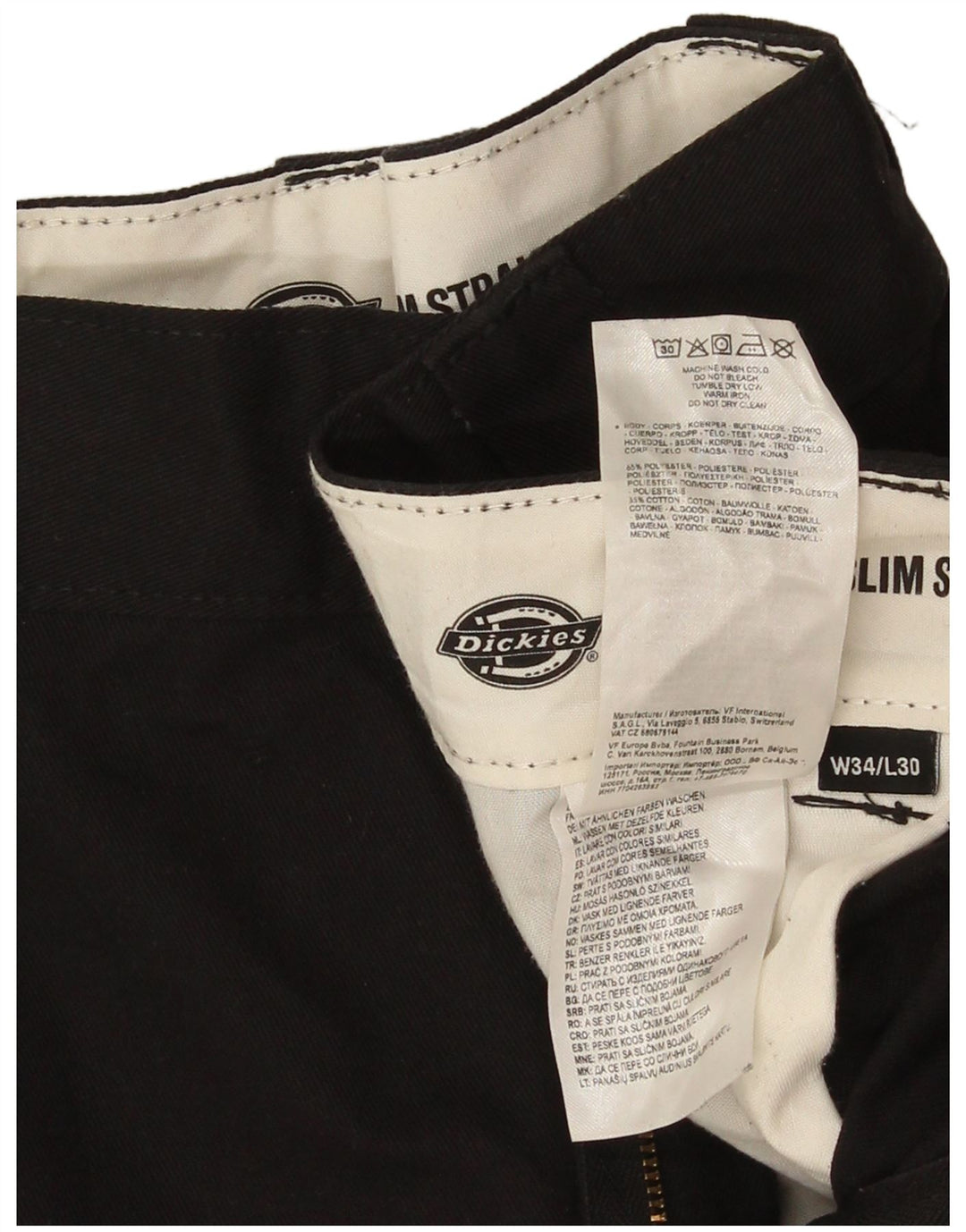 Pantaloni chino dritti slim da uomo Dickies W34 L30 poliestere nero