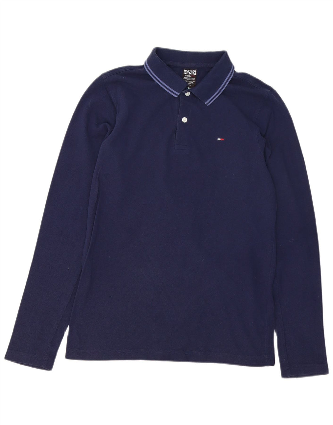 TOMMY HILFIGER Polo da uomo a manica lunga in cotone blu navy medio