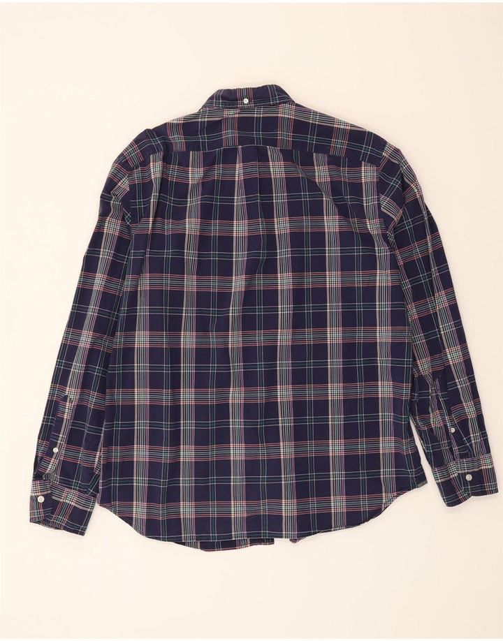 J. CREW Mens Tartan Shirt XL Navy Blue Check Cotton Vintage J. Crew and Second-Hand J. Crew from Messina Hembry 