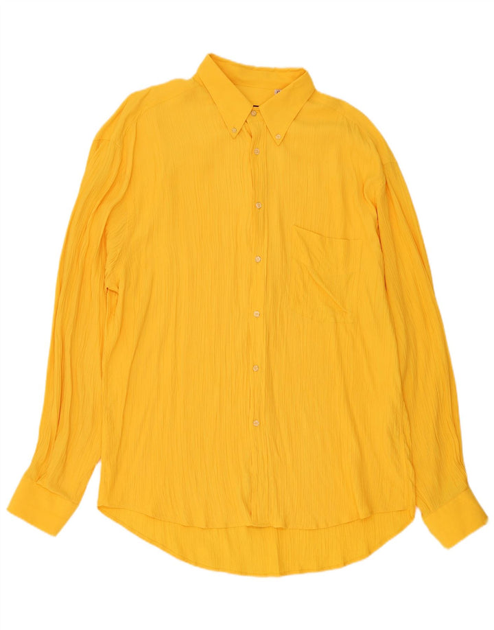 Camicia vintage da uomo taglia 17 43 XL in viscosa gialla