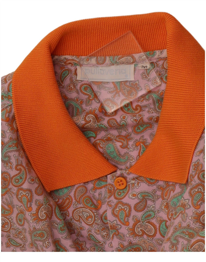 PULLOVERIA Camicia da uomo a maniche corte rosa medio con motivo cachemire retrò