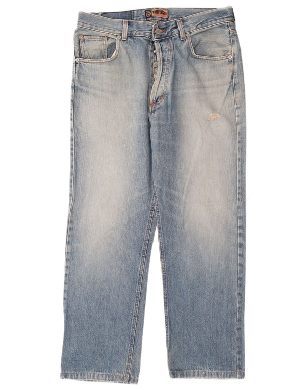 Jeans dritti invecchiati da uomo Wampum IT 50 Large W32 L28 cotone blu
