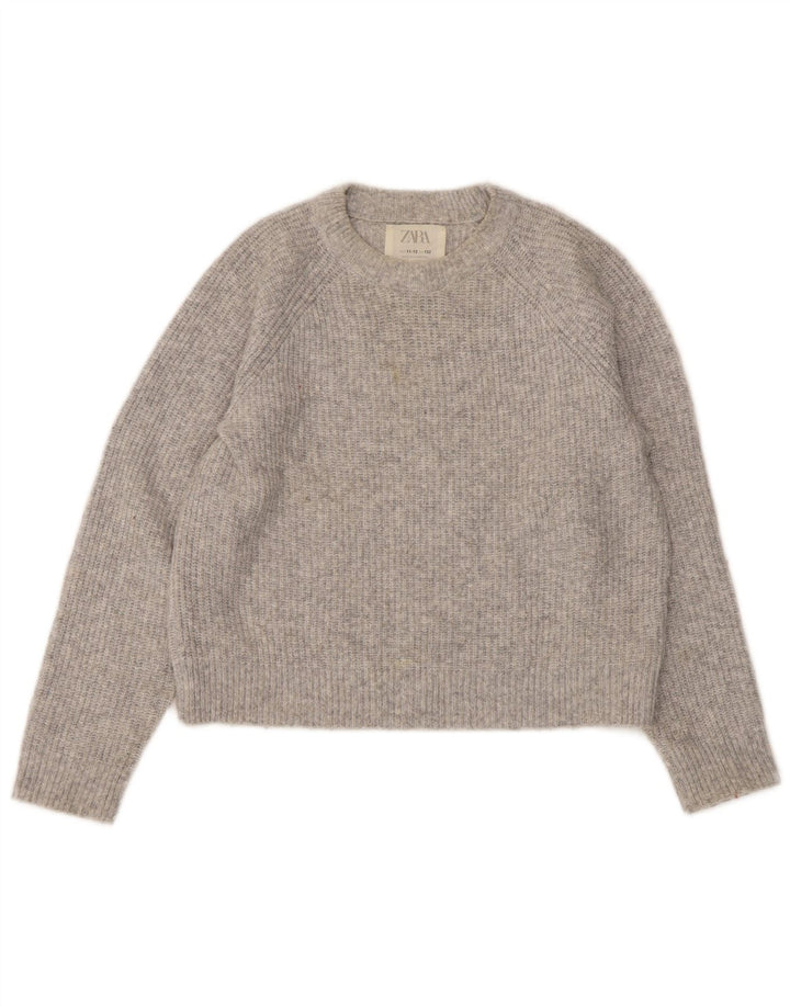 Maglione corto girocollo per ragazze Zara 11-12 anni in poliestere grigio