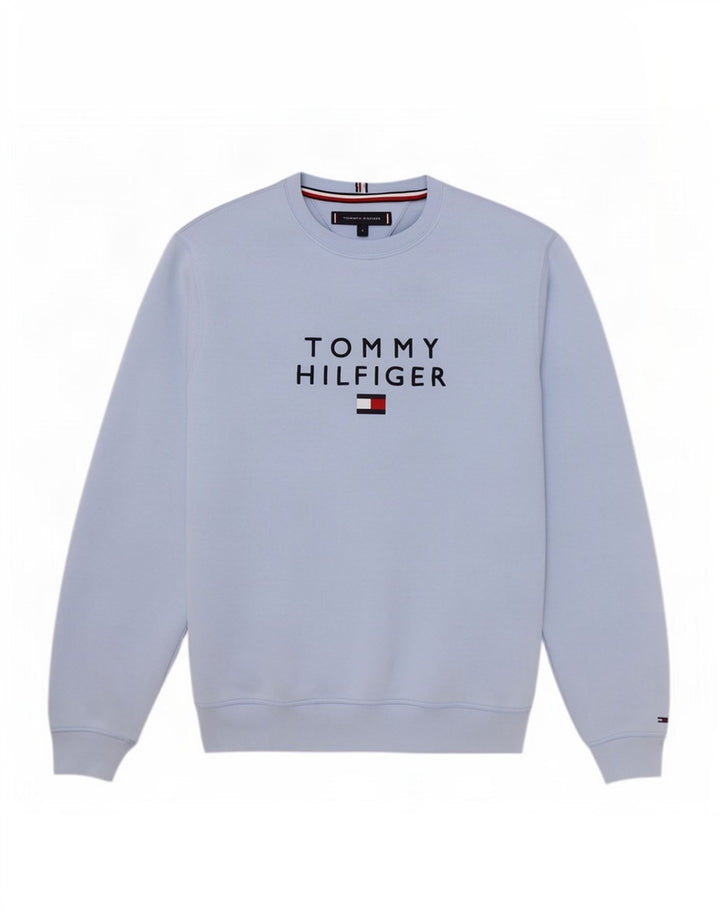 Tommy Hilfiger Felpa grafica da uomo Maglione piccolo cotone blu