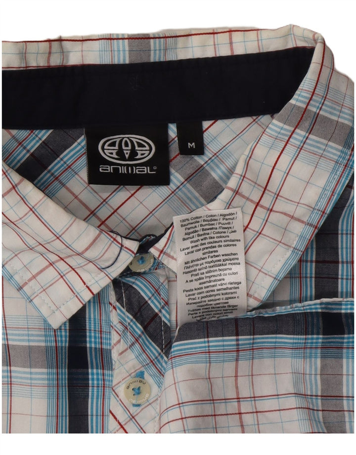 Camicia a maniche corte da uomo Animal in cotone a quadri bianco medio