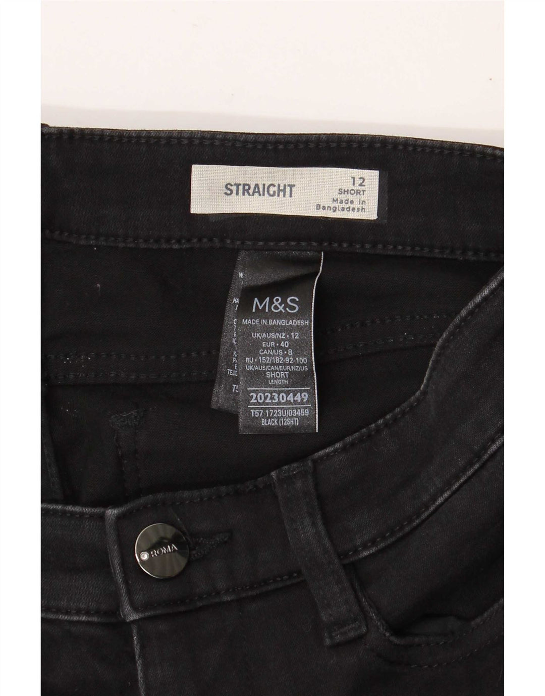 Jeans corti dritti da donna Marks & Spencer UK 12 medio W28 L29 neri