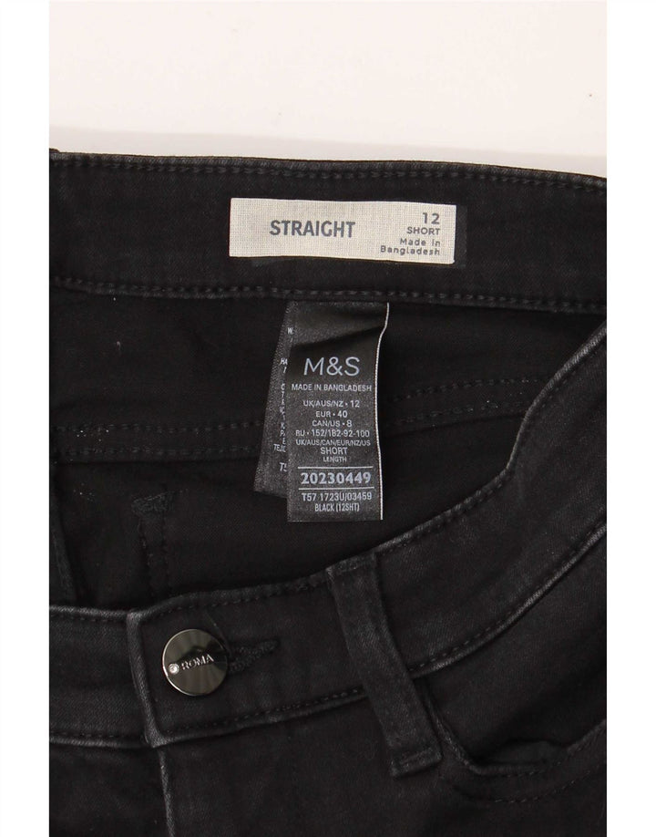 Jeans corti dritti da donna Marks & Spencer UK 12 medio W28 L29 neri