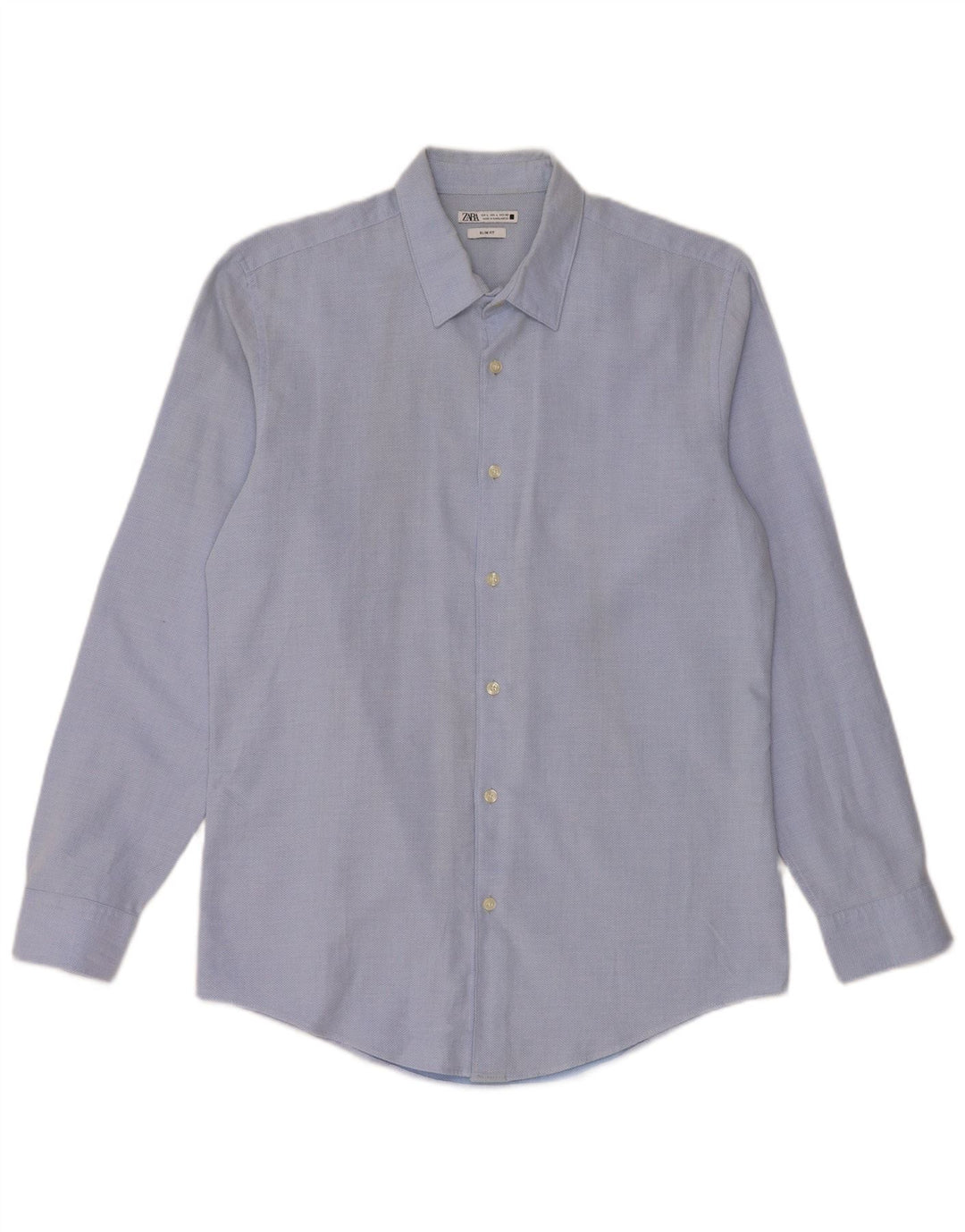 Camicia ZARA Uomo Slim Fit Large Blu Cotone