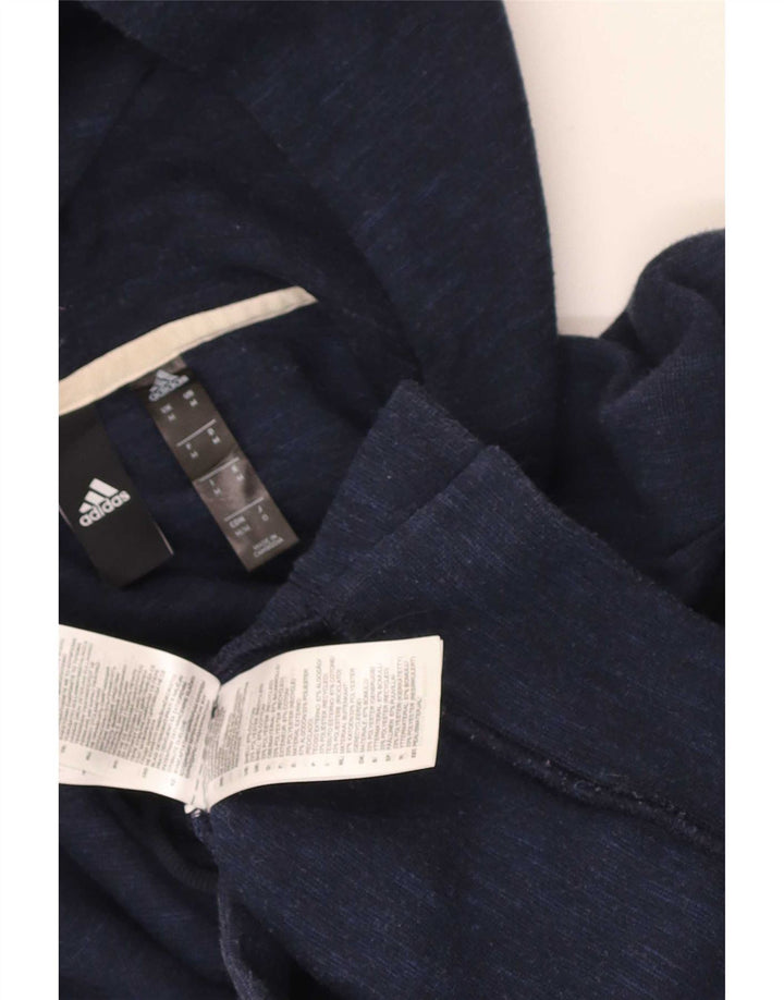 Maglione con cappuccio e zip da uomo Adidas in cotone blu navy medio