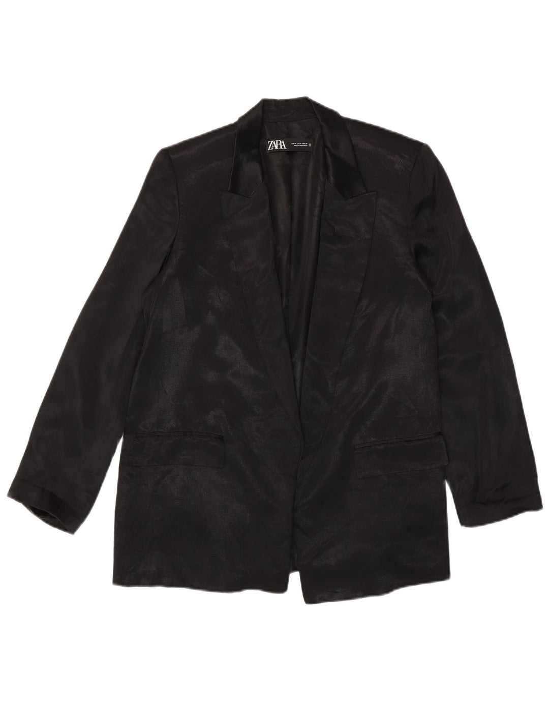 Giacca blazer aperta da donna Zara UK 14 viscosa nera media