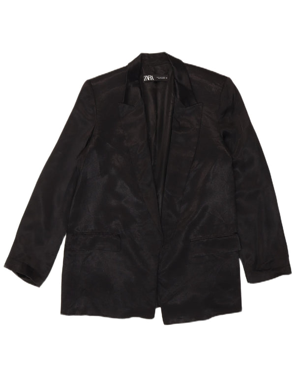Zara Womens Open Blazer Jacket UK 14 Medium Black Viscose