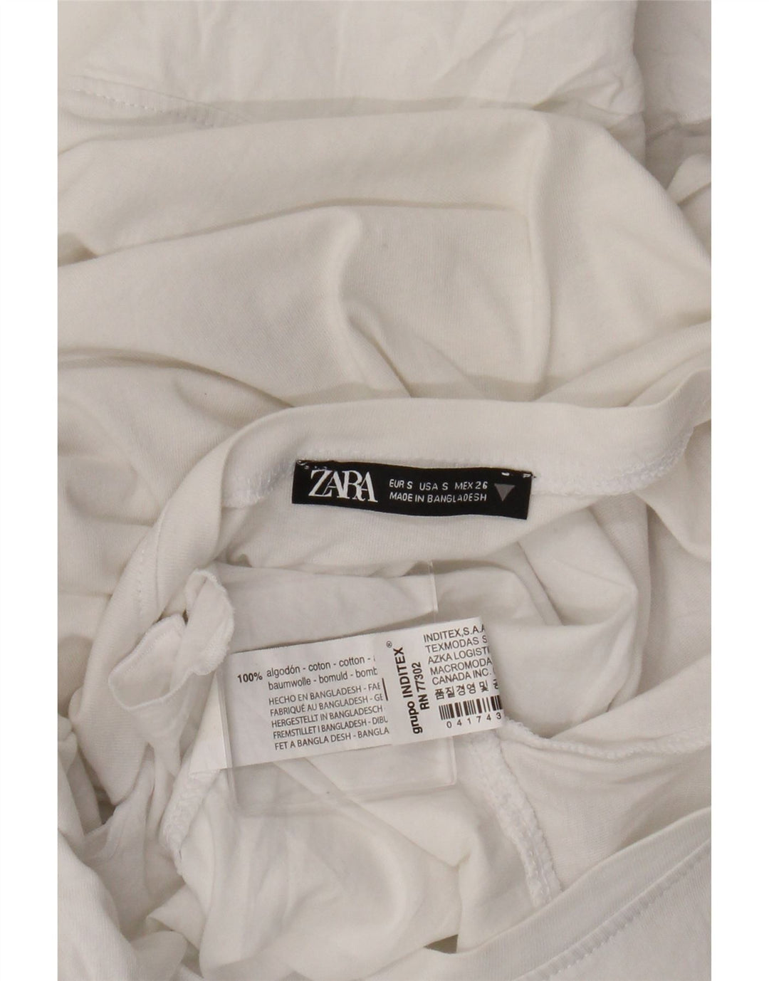 Camicetta da donna Zara con volant sul davanti, taglia UK 10, piccola, in cotone bianco