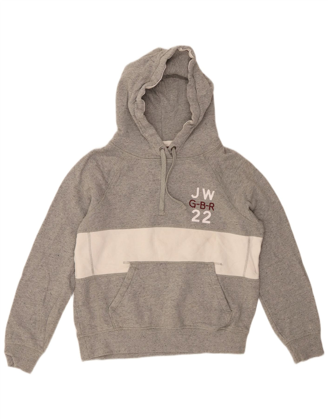 JACK WILLS Felpa con cappuccio grafica da donna UK 12 Blocco colore grigio medio
