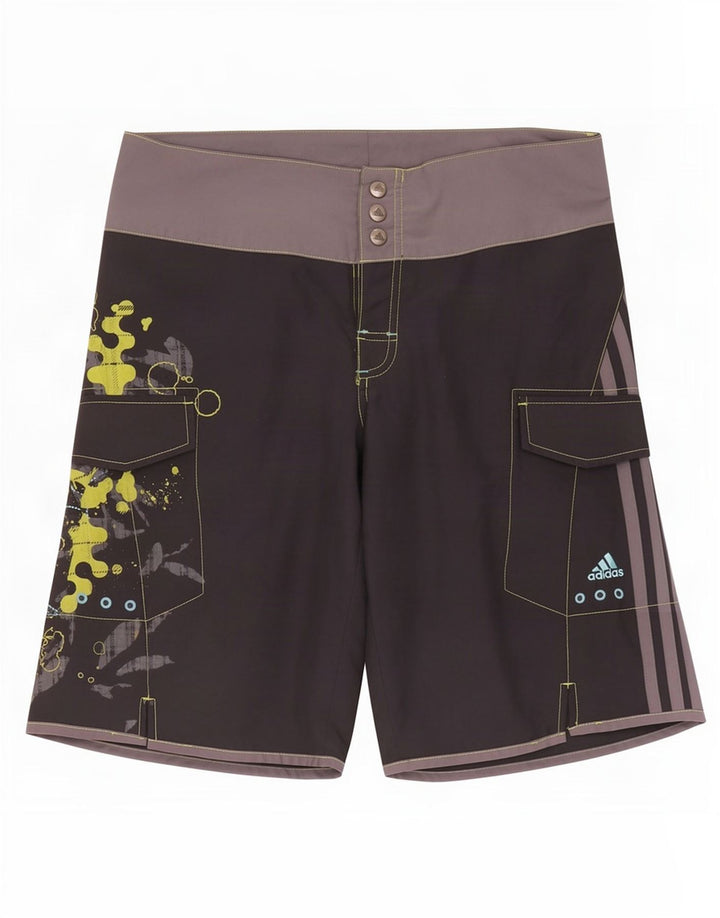 Pantaloncini da bagno grafici da uomo Adidas in poliestere color block grigio medio