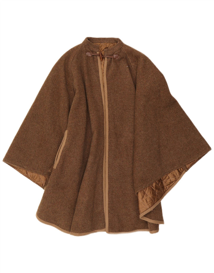 Cappotto poncho vintage da donna, taglia unica, marrone
