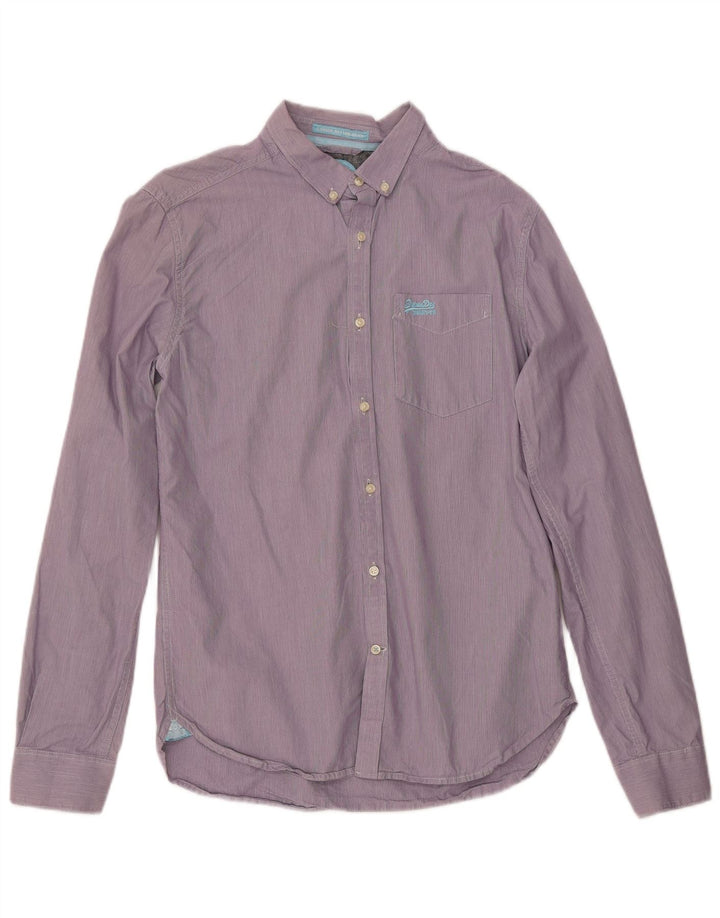 Camicia da uomo SUPERDRY grande cotone gessato viola