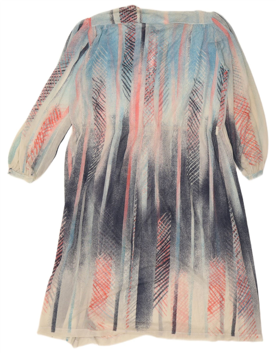 Abito lungo da donna vintage a maniche lunghe IT 48 XL a righe multicolore