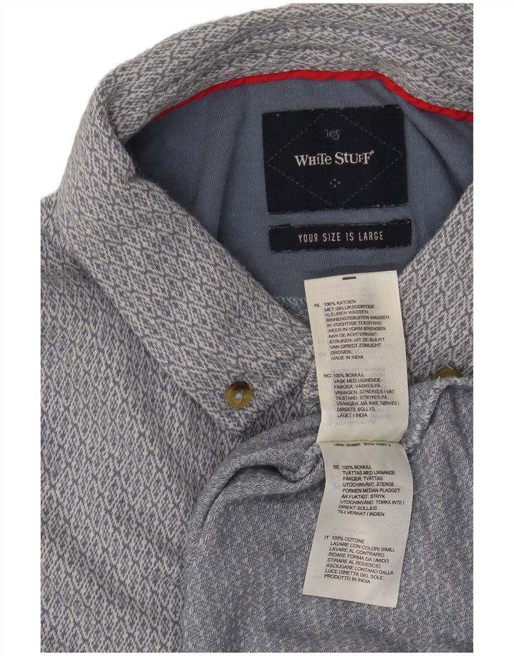 Polo da uomo White Stuff grande in cotone Ikat blu