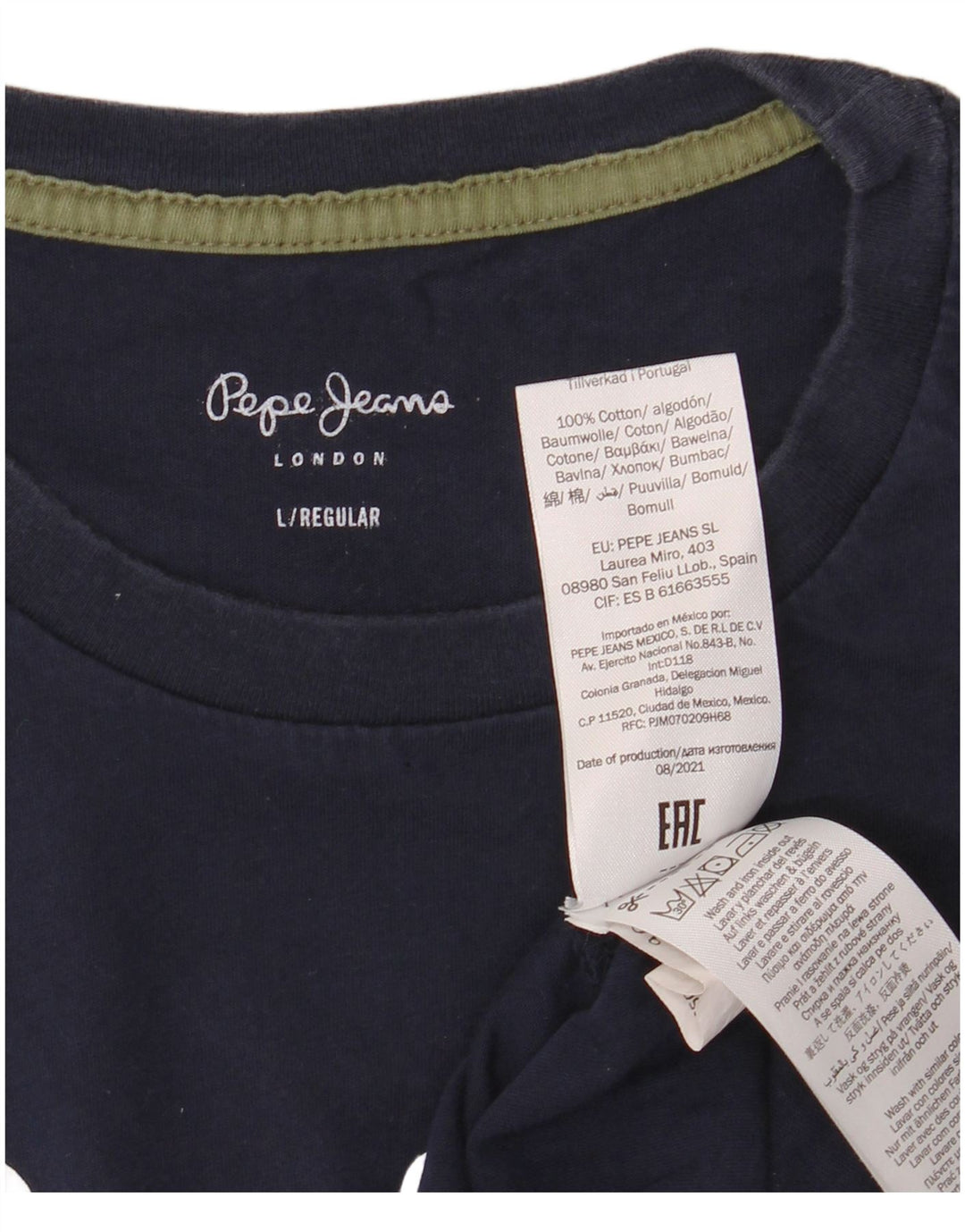 PEPE JEANS T-shirt grafica da uomo vestibilità regolare Top Large in cotone blu navy