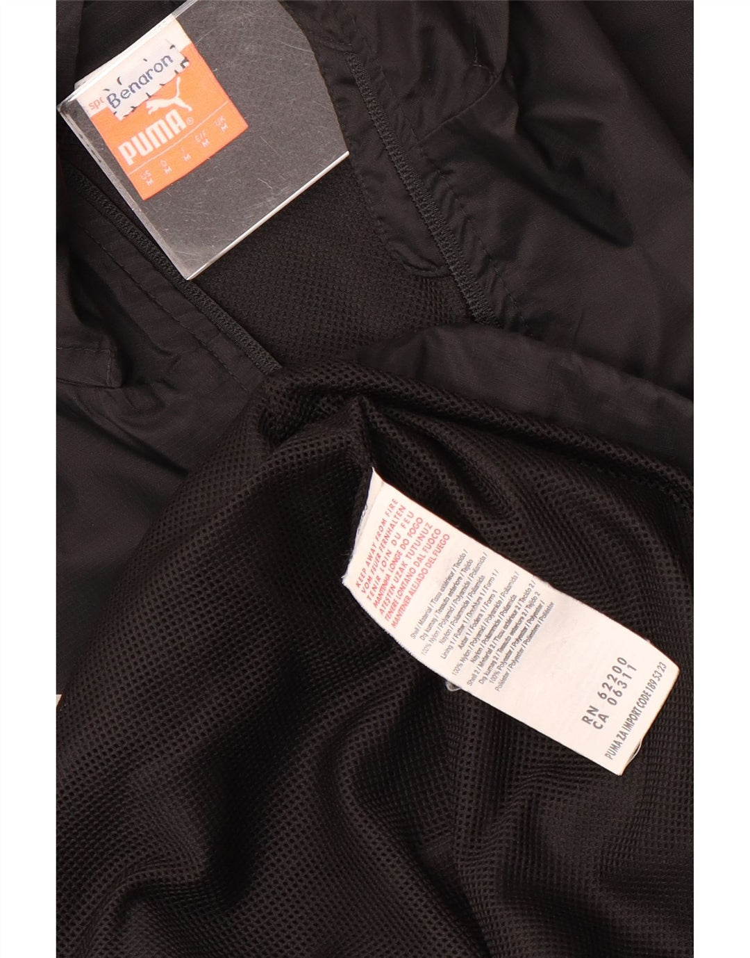 Giacca antipioggia con cappuccio da uomo PUMA UK 38 nylon nero medio