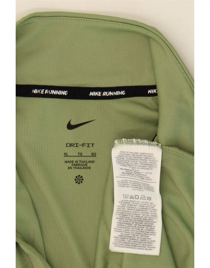 Top Nike da corsa con zip e collo a manica lunga da donna UK 18 XL poliestere verde