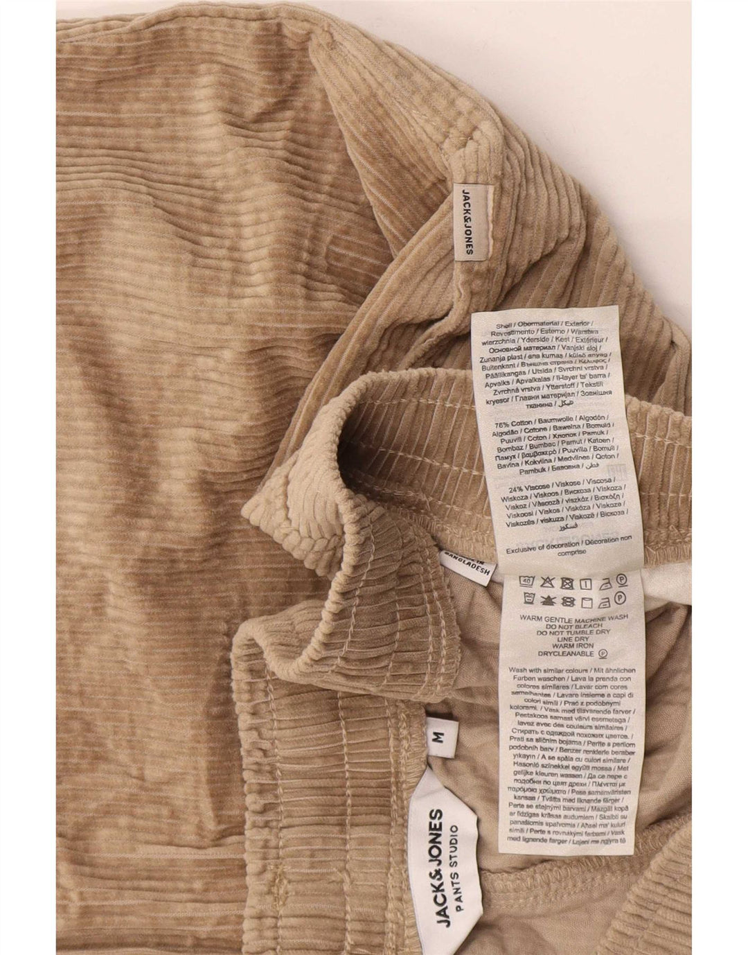 Pantaloncini di velluto a coste da uomo Jack & Jones medi W36 cotone beige