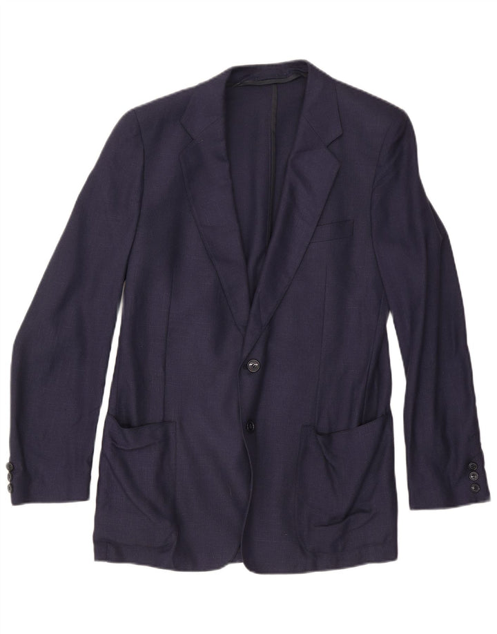 Giacca blazer vintage da uomo a 2 bottoni UK 36 piccola blu navy