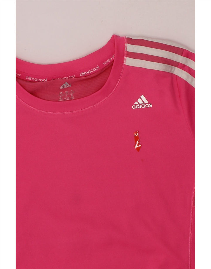 ADIDAS Girls Climacool T-Shirt Top 11-12 Years Pink Polyester Vintage Adidas and Second-Hand Adidas from Messina Hembry 