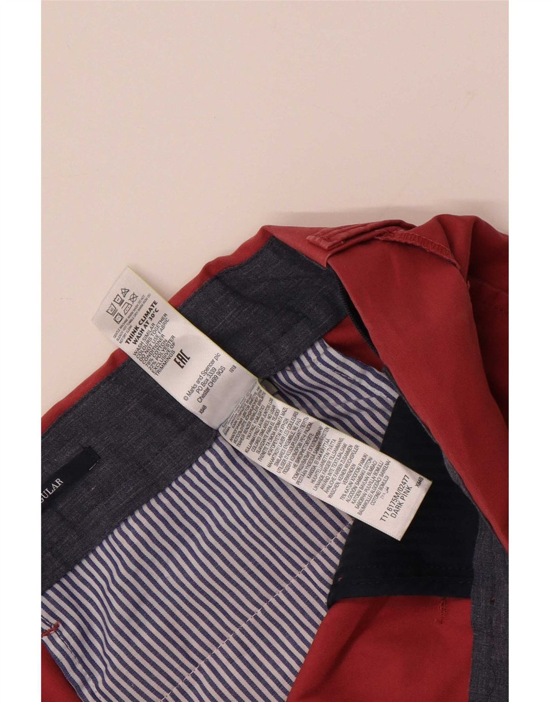 Pantaloni chino regolari da uomo Marks & Spencer W40 L31 cotone rosa