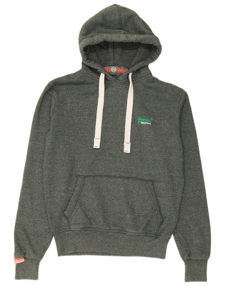 Maglione con cappuccio da uomo Superdry in cotone chiazzato verde medio