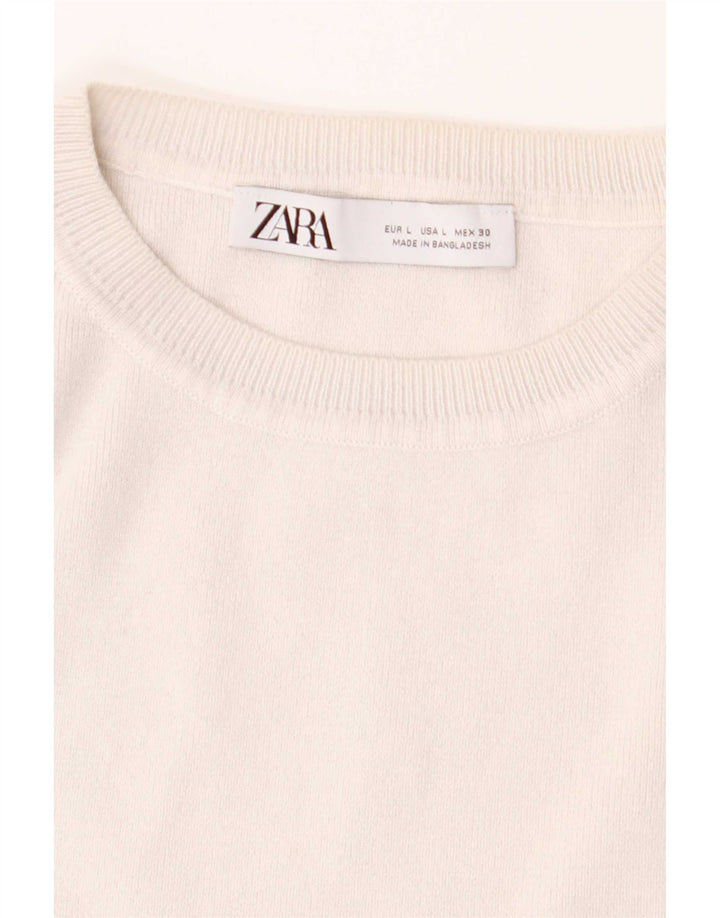 Canotta corta da donna Zara UK 14 grande bianco sporco