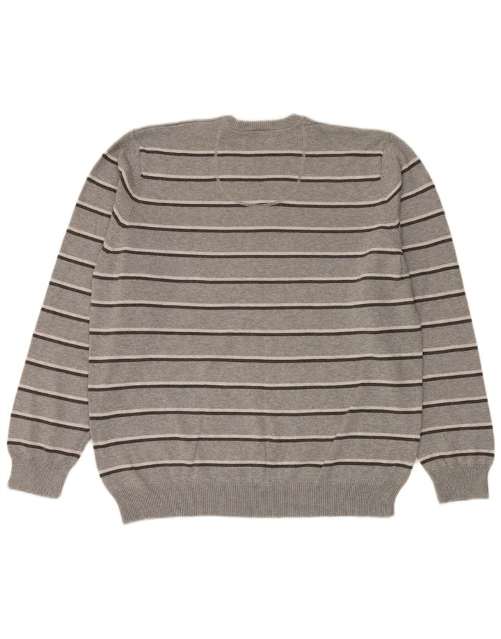 Maglione Marks & Spencer da uomo con scollo a V blu Harbour XL a righe grigie