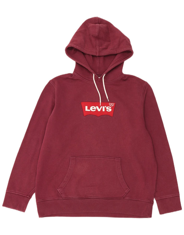 Maglione con cappuccio grafico da uomo Levi's XL in cotone bordeaux