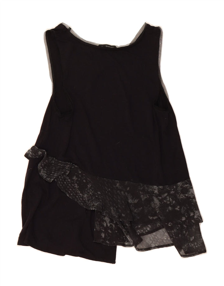 DESIGUAL Womens Abstract Pattern Blouse Top UK 14 Medium Black Viscose Vintage Desigual and Second-Hand Desigual from Messina Hembry 