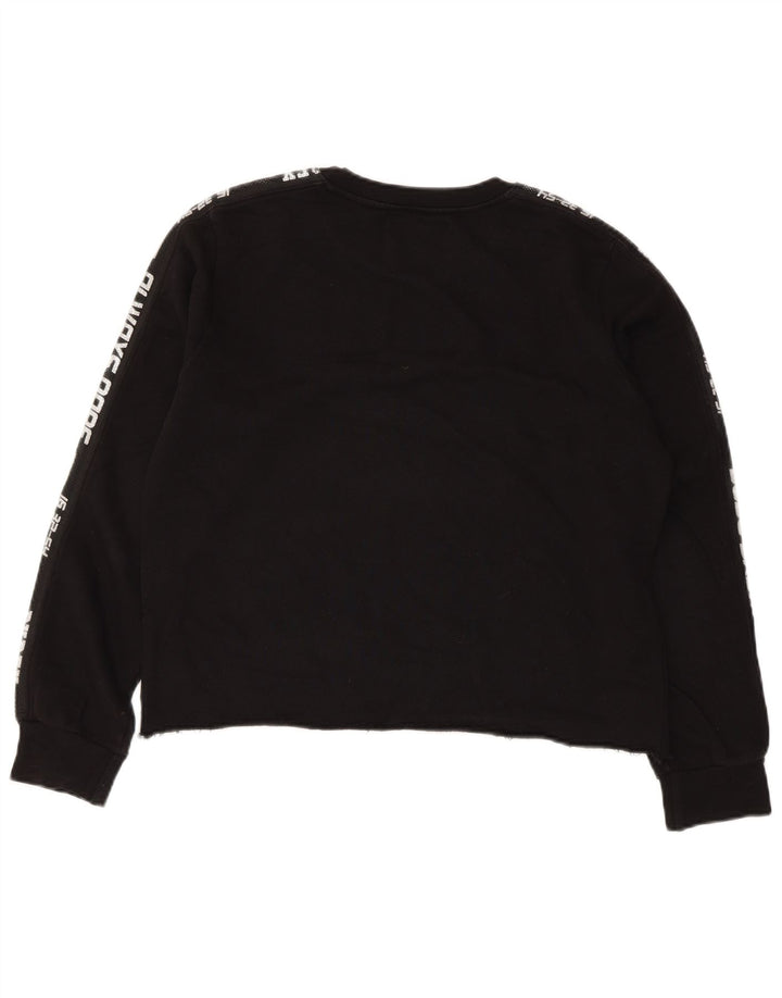 PYREX Felpa con grafica corta da donna UK 16 Grande cotone nero