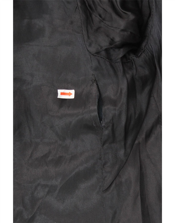 Cappotto in pelle doppio petto da donna VINTAGE UK 14 medio nero