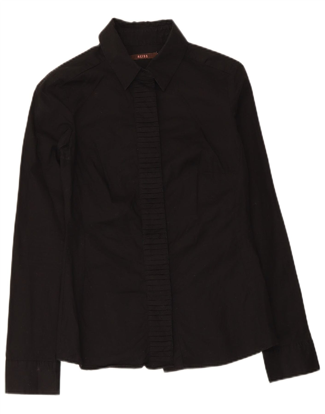 Camicia Reiss da donna con volant sul davanti UK 6 XS cotone nero