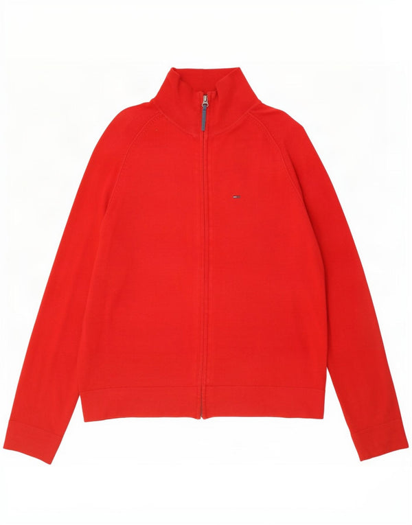 Maglione cardigan con zip intera da uomo Tommy Hilfiger XL in cotone rosso