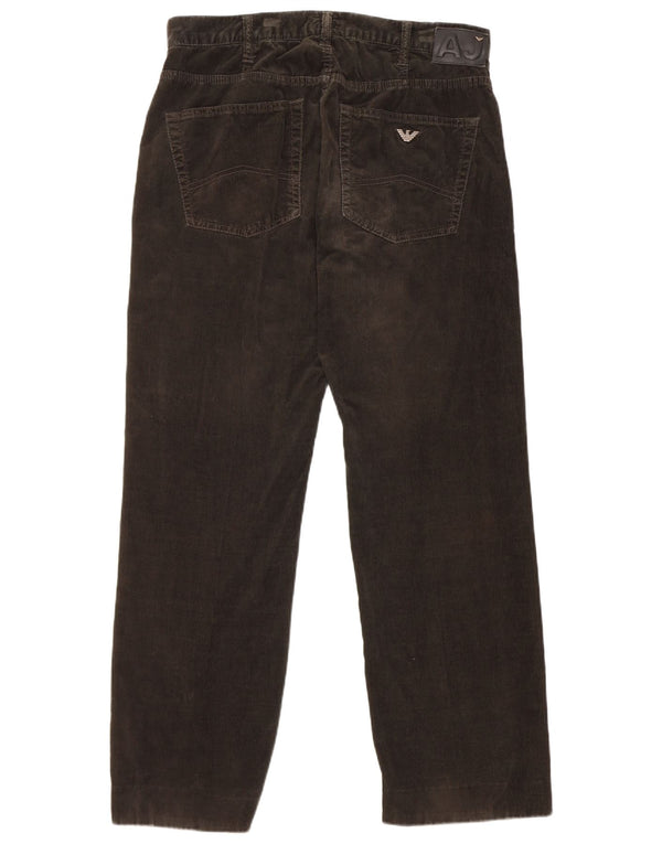 Pantaloni dritti in velluto a coste da uomo Armani W34 L30 cotone kaki