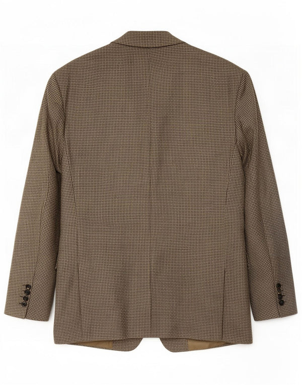 Vintage Mens 3 Button Blazer Jacket UK 42 XL Khaki Houndstooth Wool