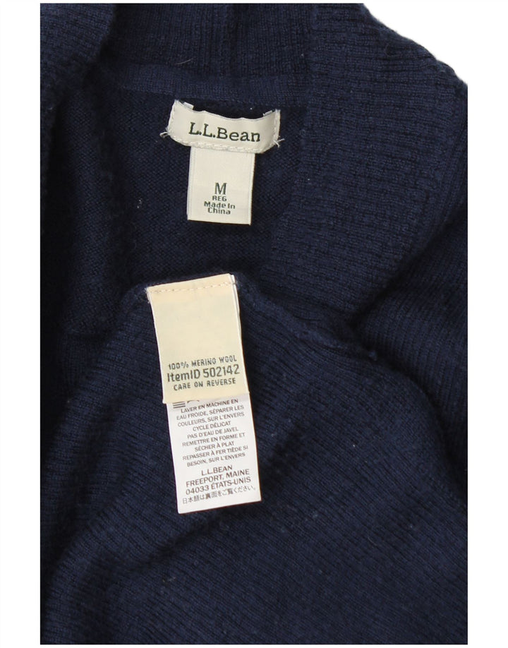 Maglione cardigan aperto da donna L.L.Bean UK 14 lana blu navy media