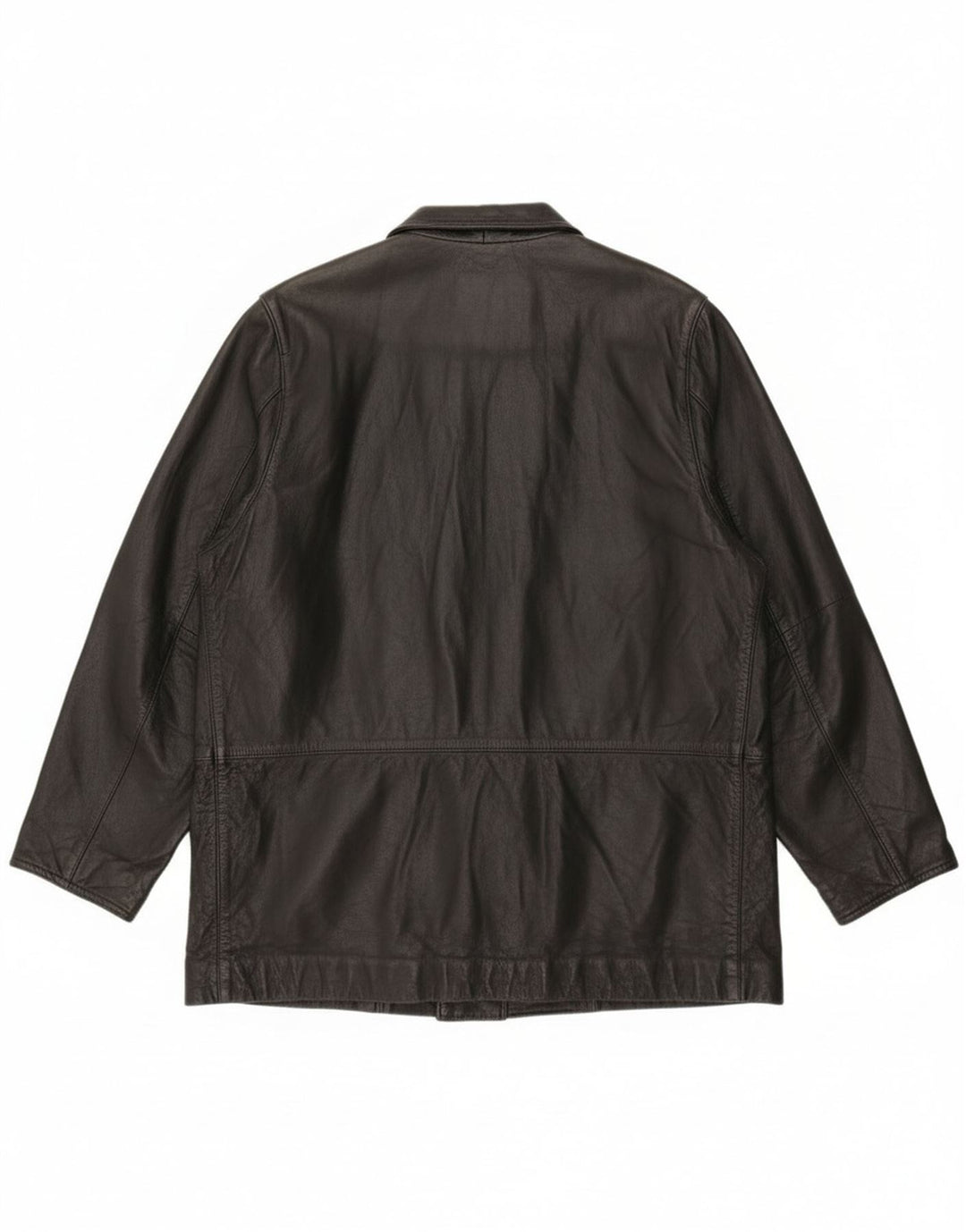 Giacca in pelle vintage da donna vestibilità ampia EU 46 XL in pelle nera
